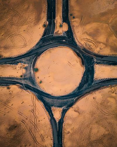 Roundabout from above, Dubai [Drone]