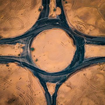 Roundabout from above, Dubai, United Arab Emirates