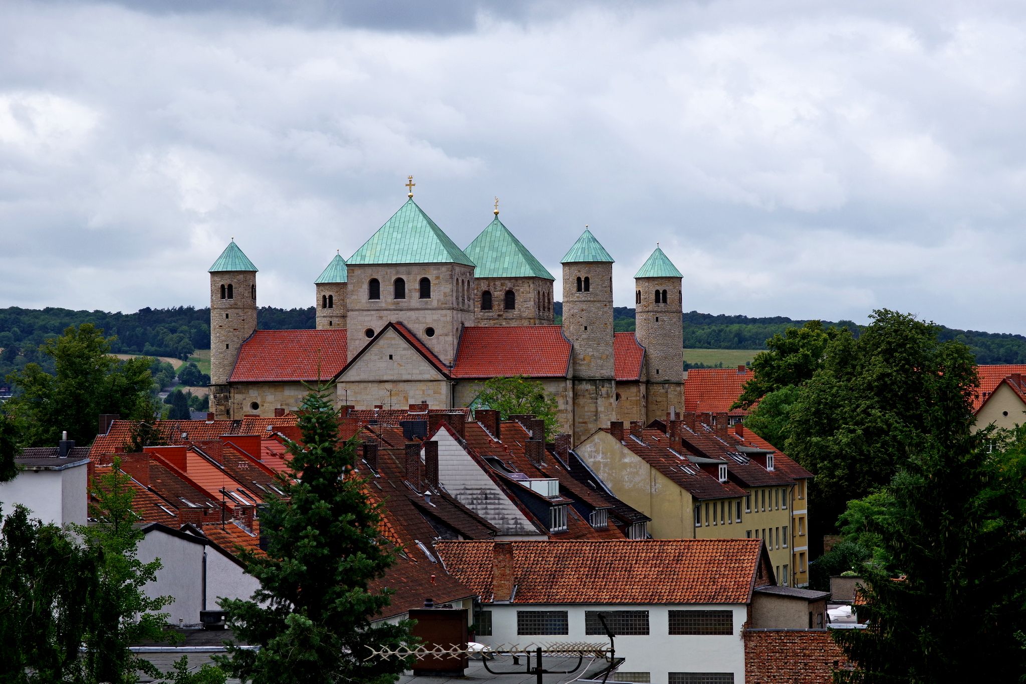 St. Michael, Hildesheim from town center, Germany