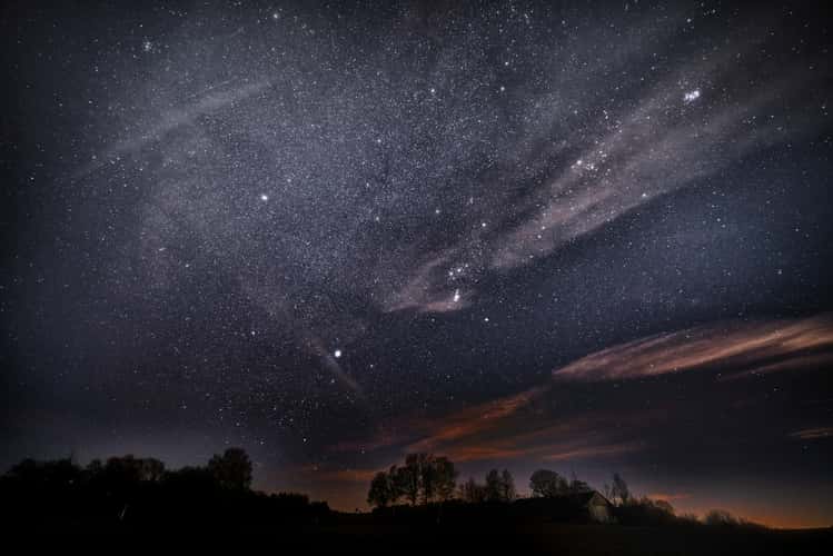 Starry sky over barn near Teisbach