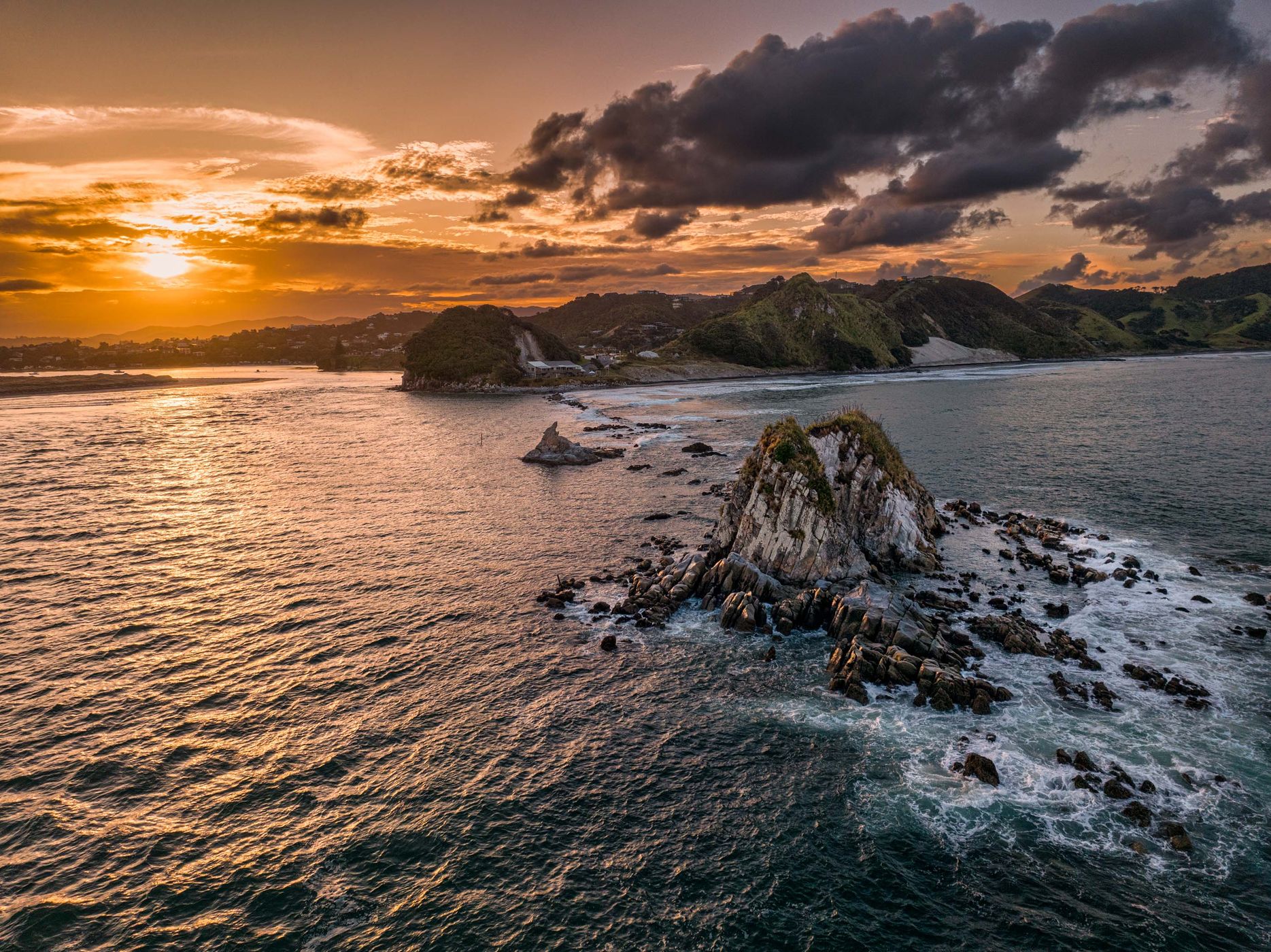 Sunrise Sentinel Rock, Mangawhai Heads, North Island, New Zealand
