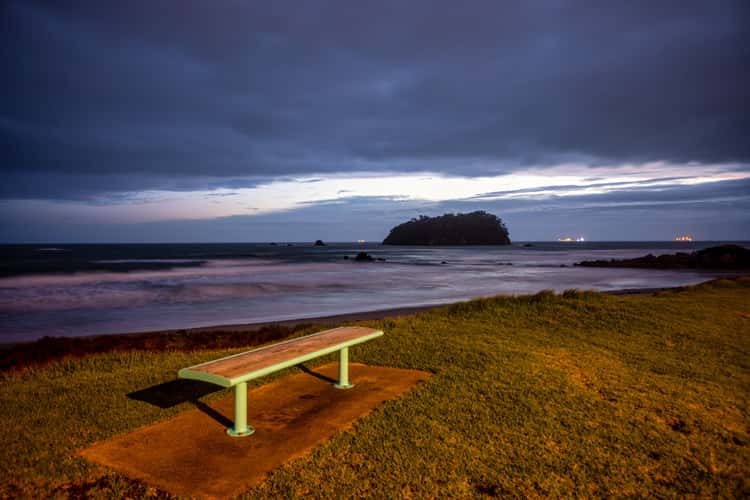 The Bench blue hour Mt Maunganui, North Island
