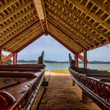 The long canoes Waitangi Treaty Grounds, North Island, New Zealand