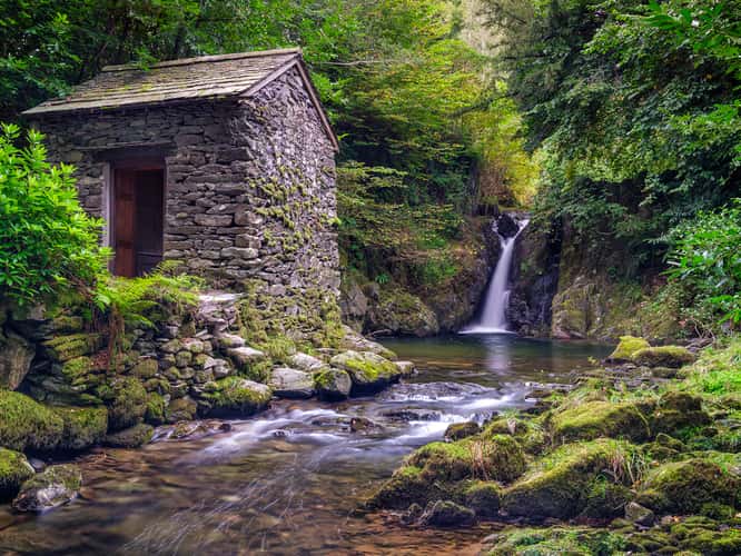 THE WATERFALL AT RYDAL HALL
