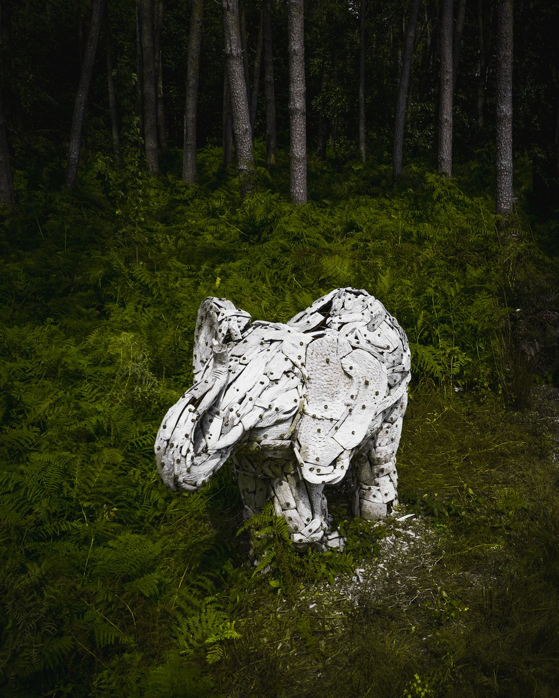Wooden elephant at Verbeke Foundation, Belgium