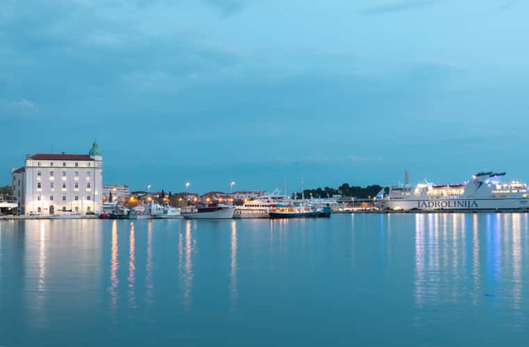 City view from the western harbor, Split