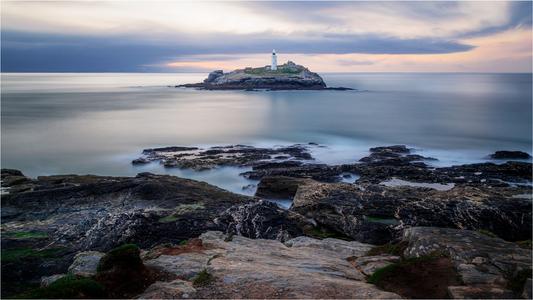 Gwithian Sunrise,Godrevy Lighthouse from Gwithian.