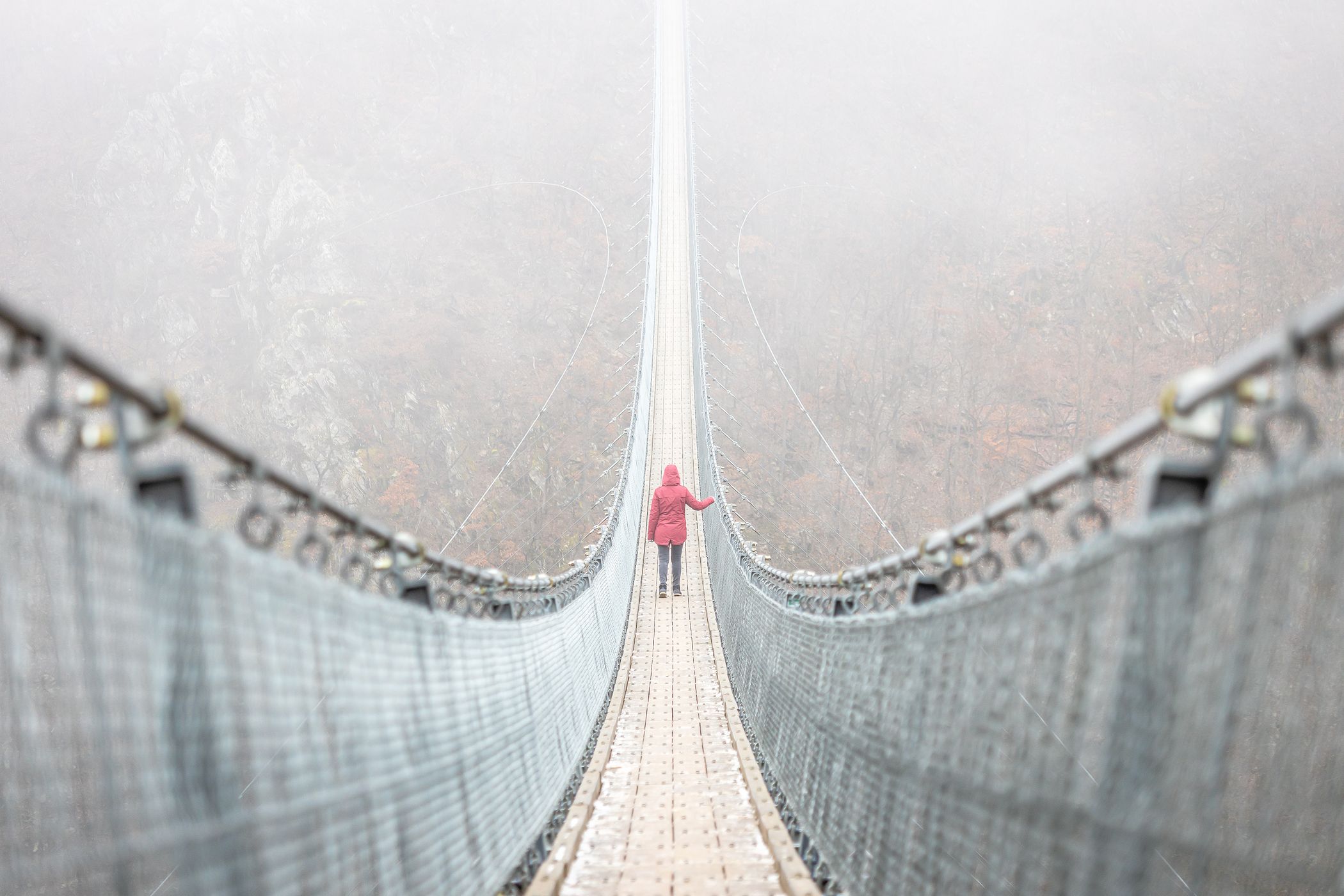 On the rope bridge, Germany