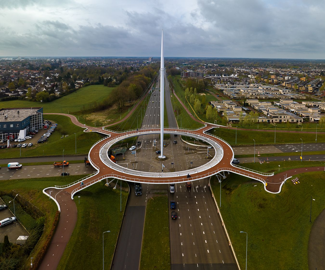 Hovenring Roundabout for by cyclers, Eindhoven, Netherlands
