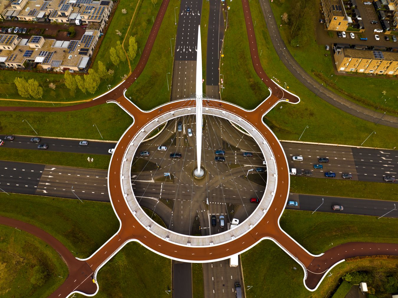 Hovenring Roundabout for by cyclers, Eindhoven, Netherlands