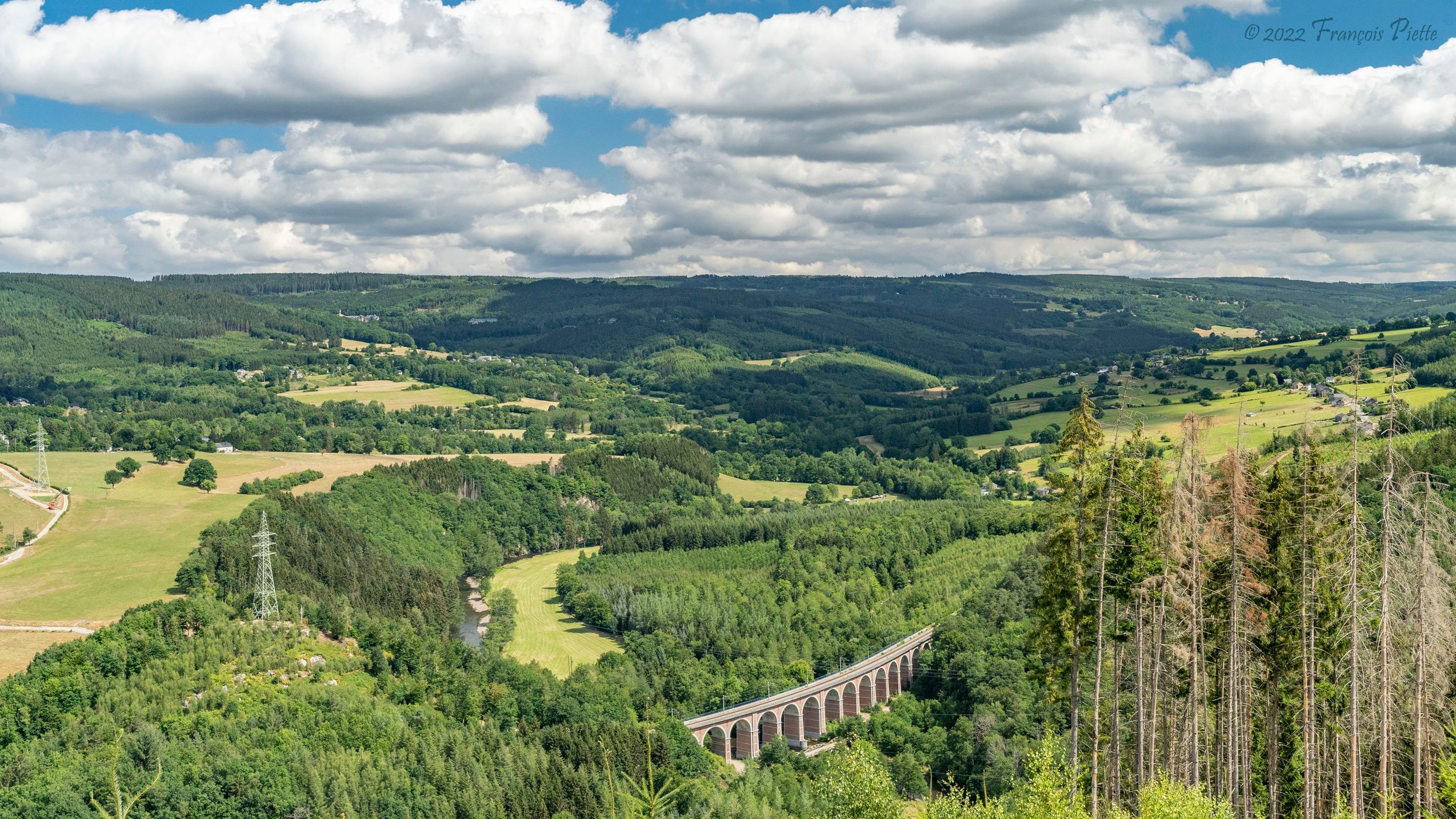 River Amblève Panorama View near Trois-Ponts, Belgium