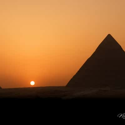 Sunset over Pyramids of Giza, Egypt