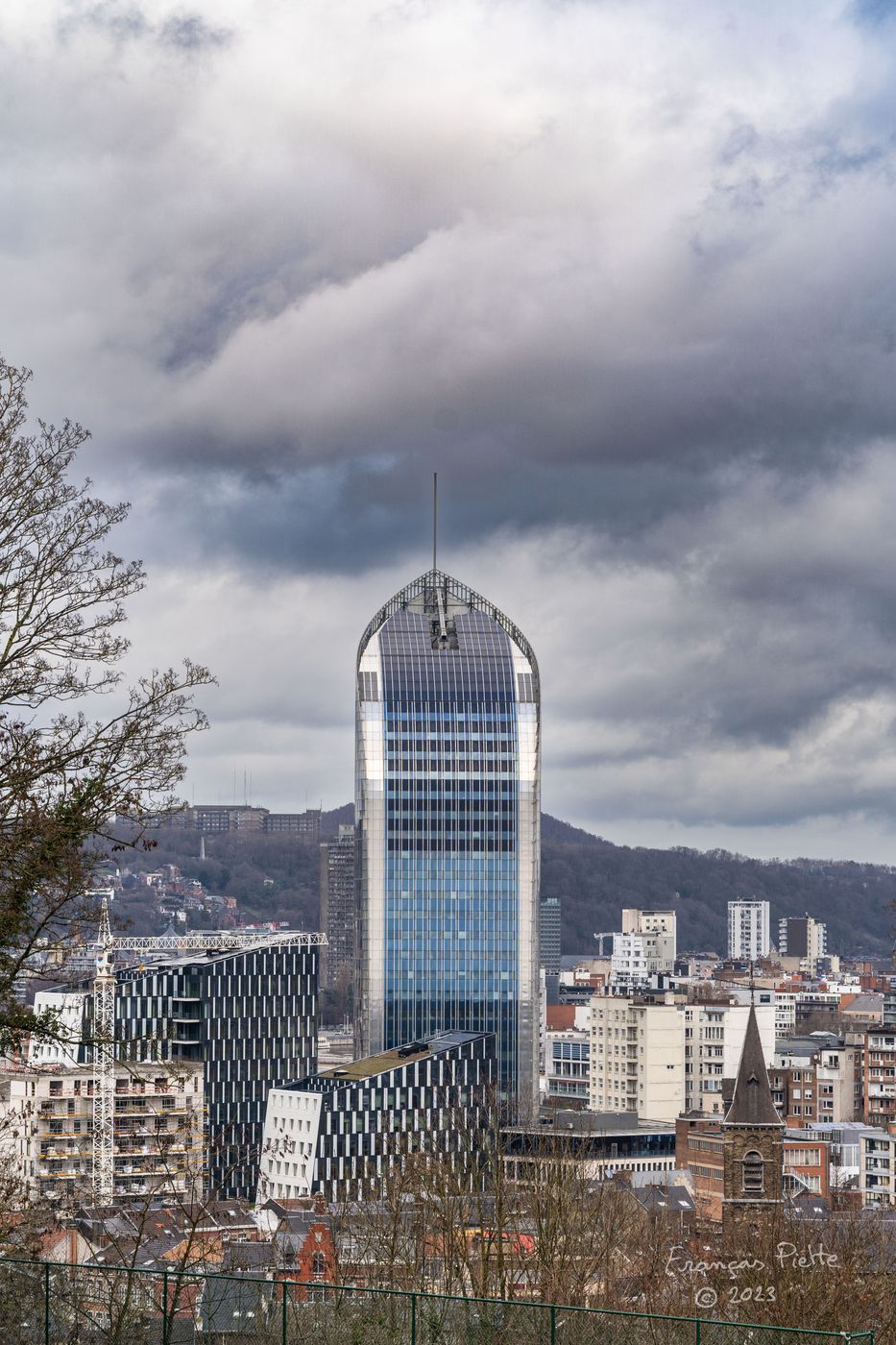 Tour des Finances, vue de Cointe, Belgium