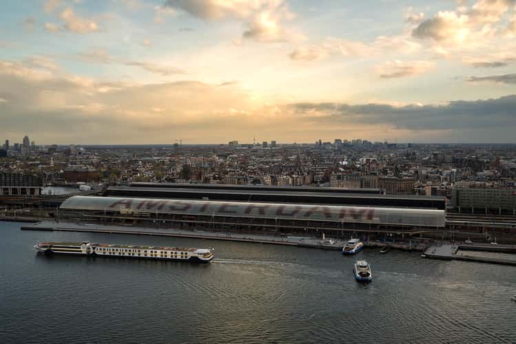 Amsterdam Central cityscape from A'dam Lookout tower.