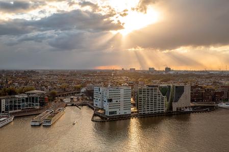 Amsterdam Central cityscape from A'dam Lookout tower.