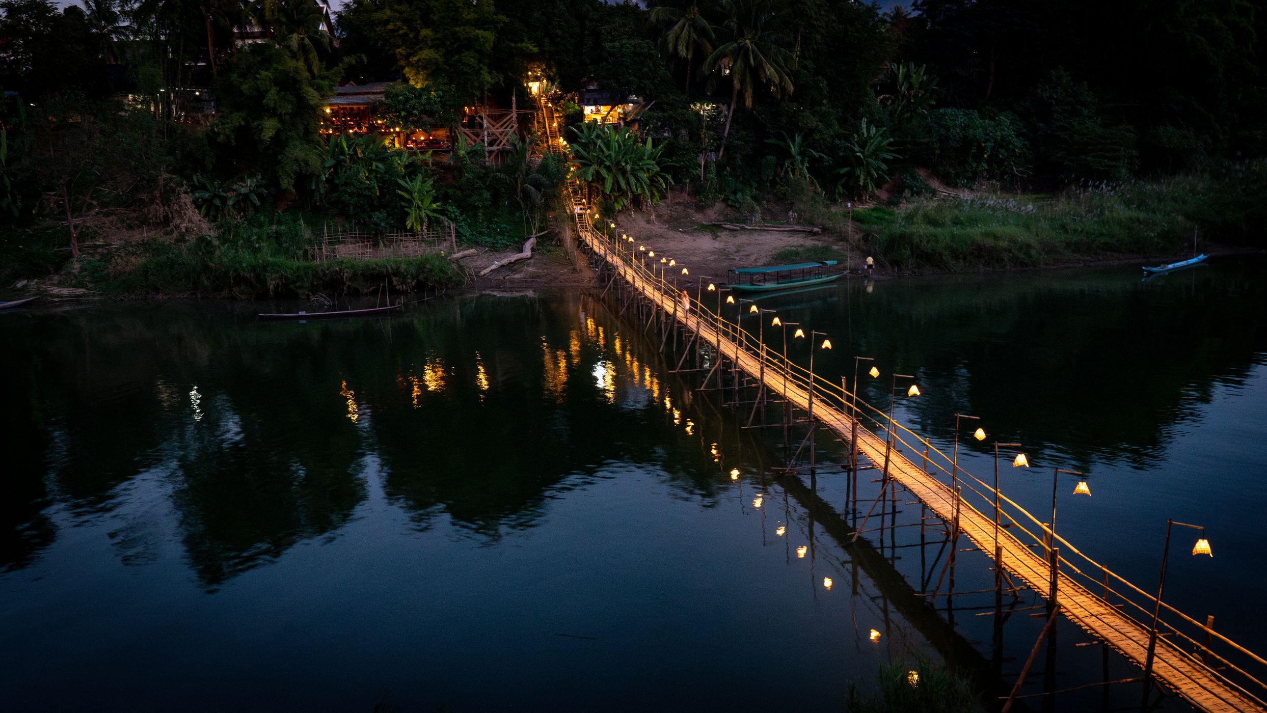 Bamboo Bridge in Luang Prabang, Lao