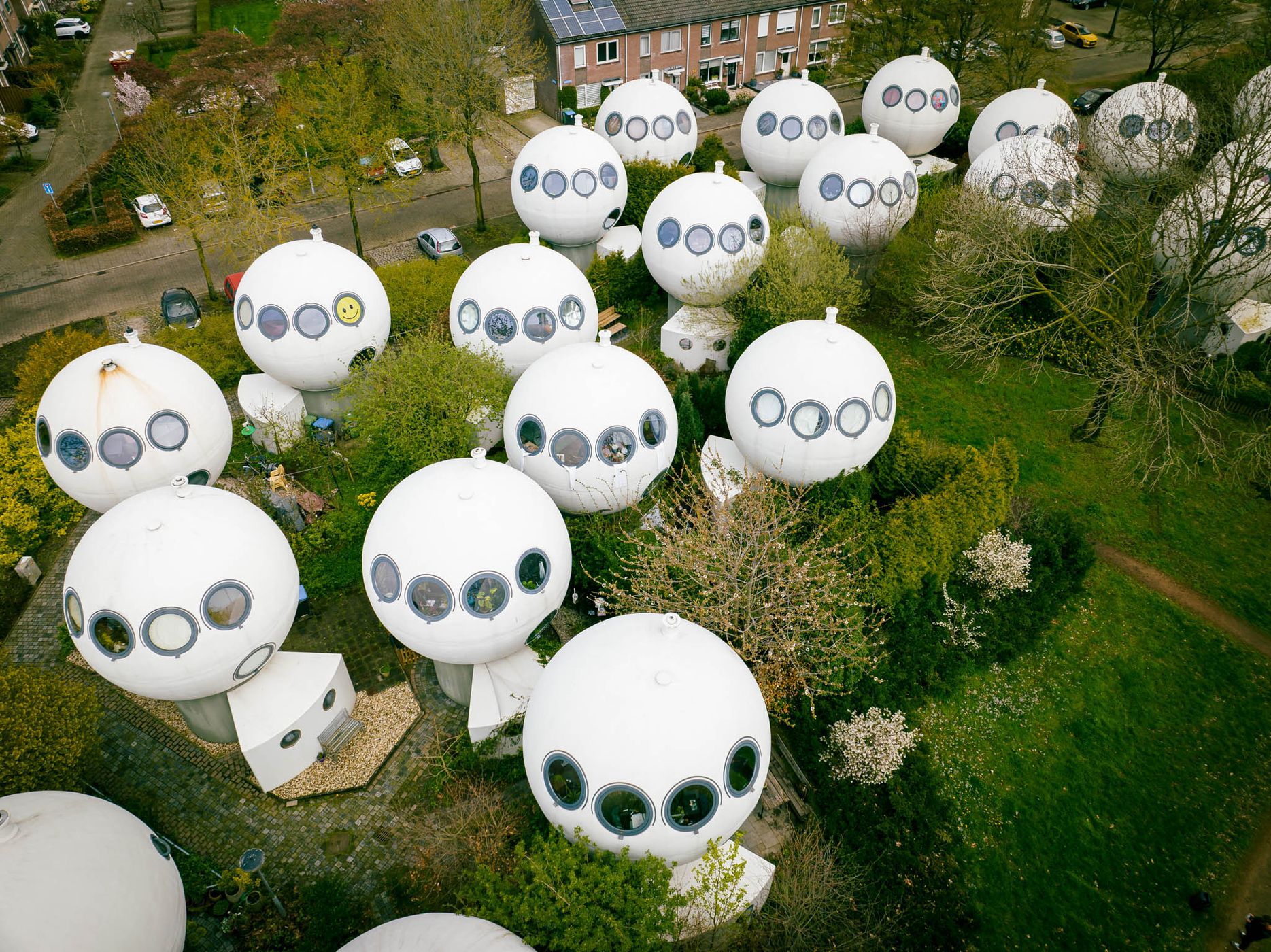 Bowling ball or bulb or bullet houses. Bolwoningen, Netherlands