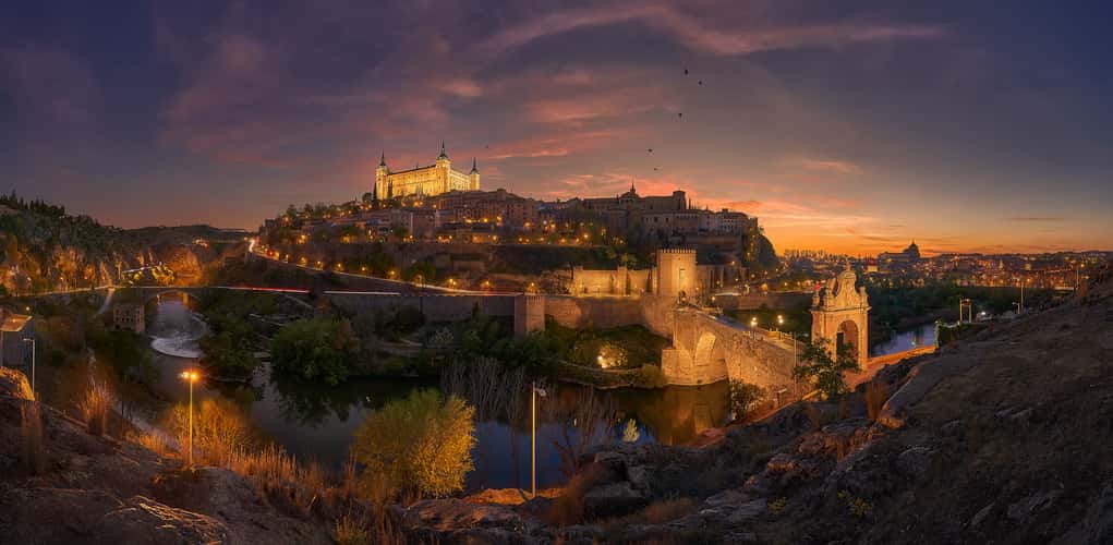 Panoramic view of Toledo and Alcazar de Toledo