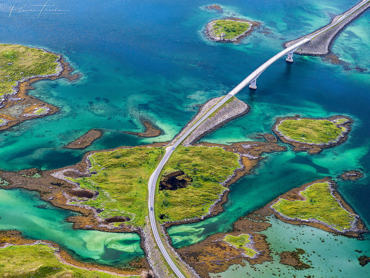 Flakstad Road view from Volandstind, Norway