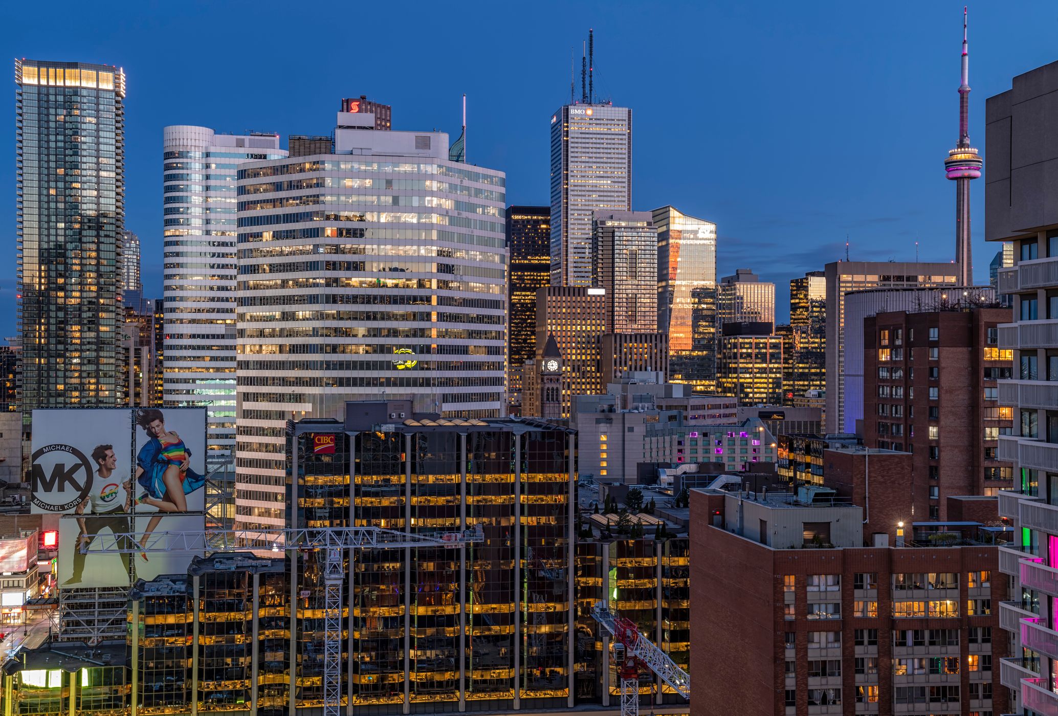 CN Tower behind Rogers Centre, Toronto, Canada