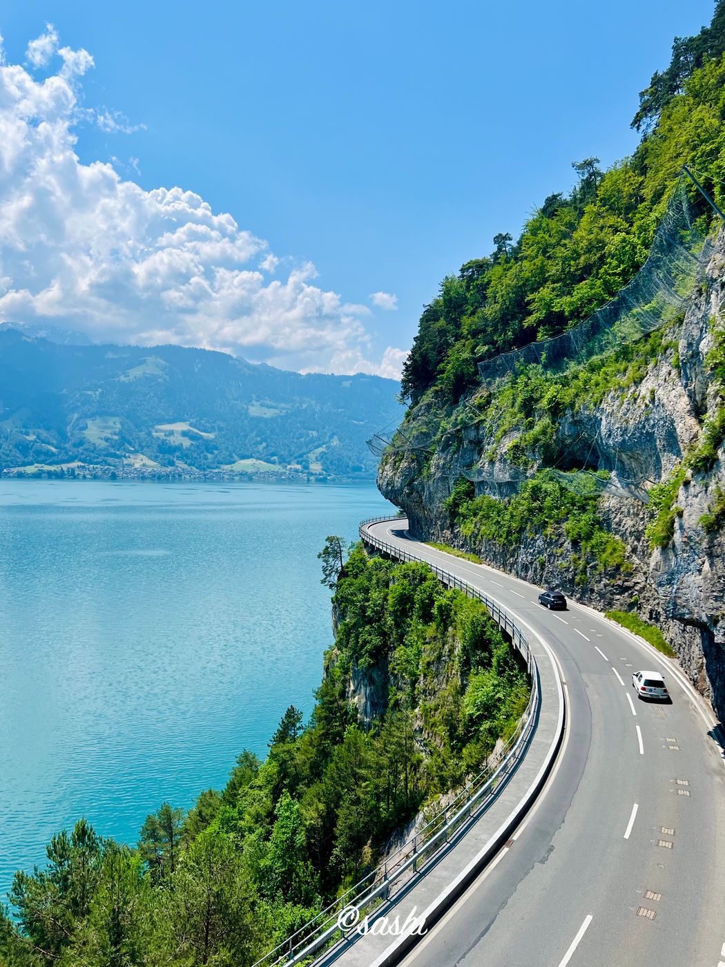 Mountain Road at the Lake Thun, Switzerland