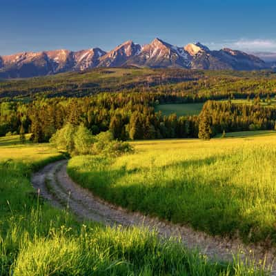 Panoramic spring view of the mountains, Poland