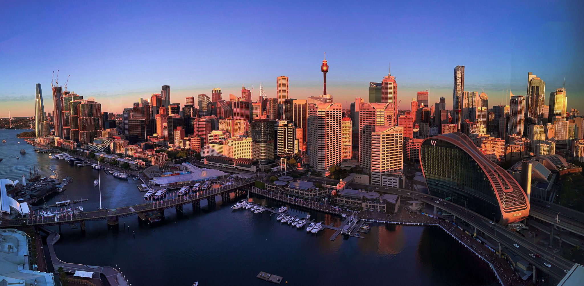 Skyline view from Novotel Restaurant, Sydney, Australia