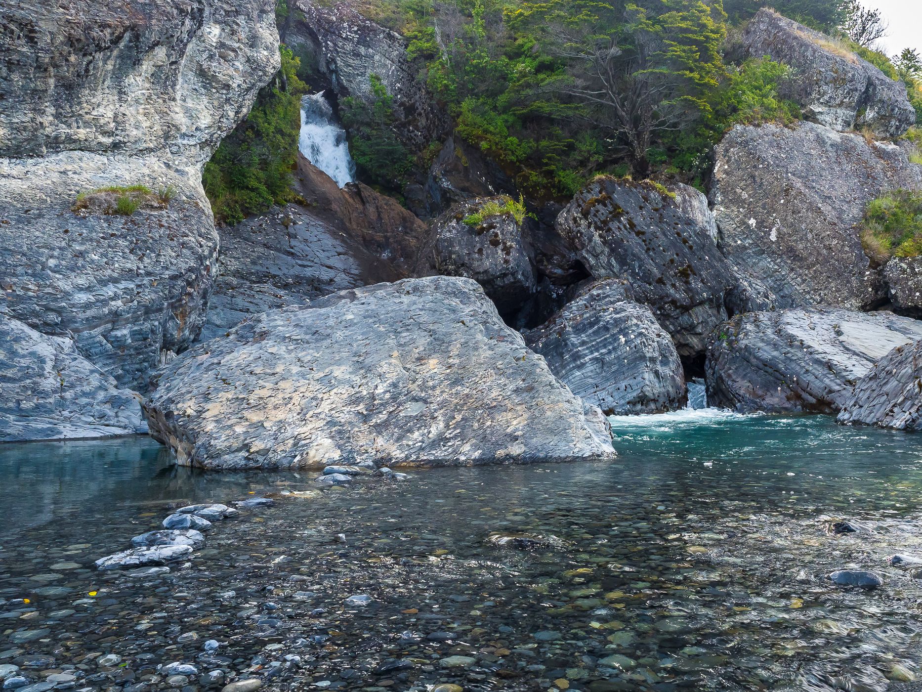 Waterfall near Puente Ventisquero, Chile
