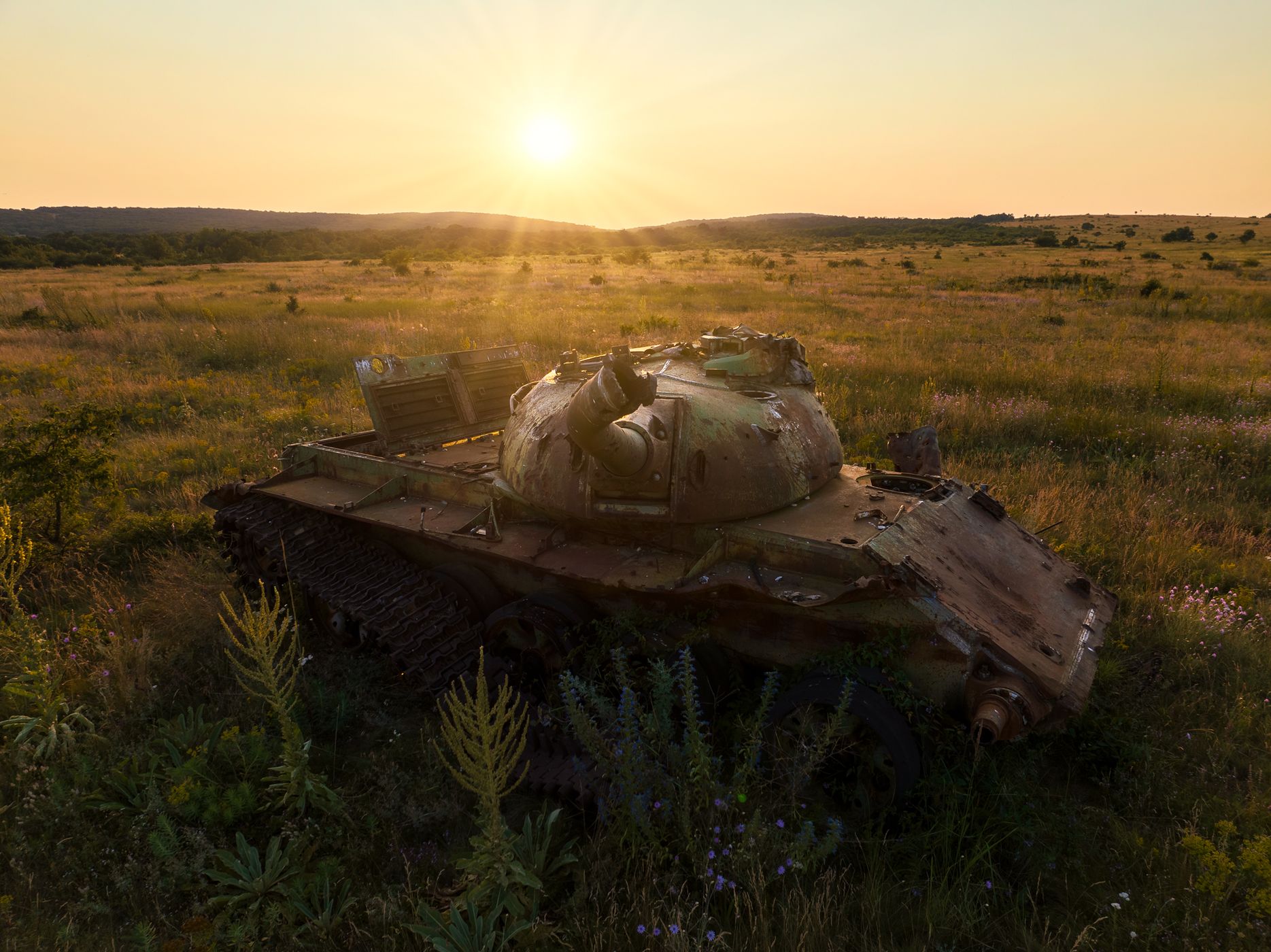 Battle tank in a military area., Hungary