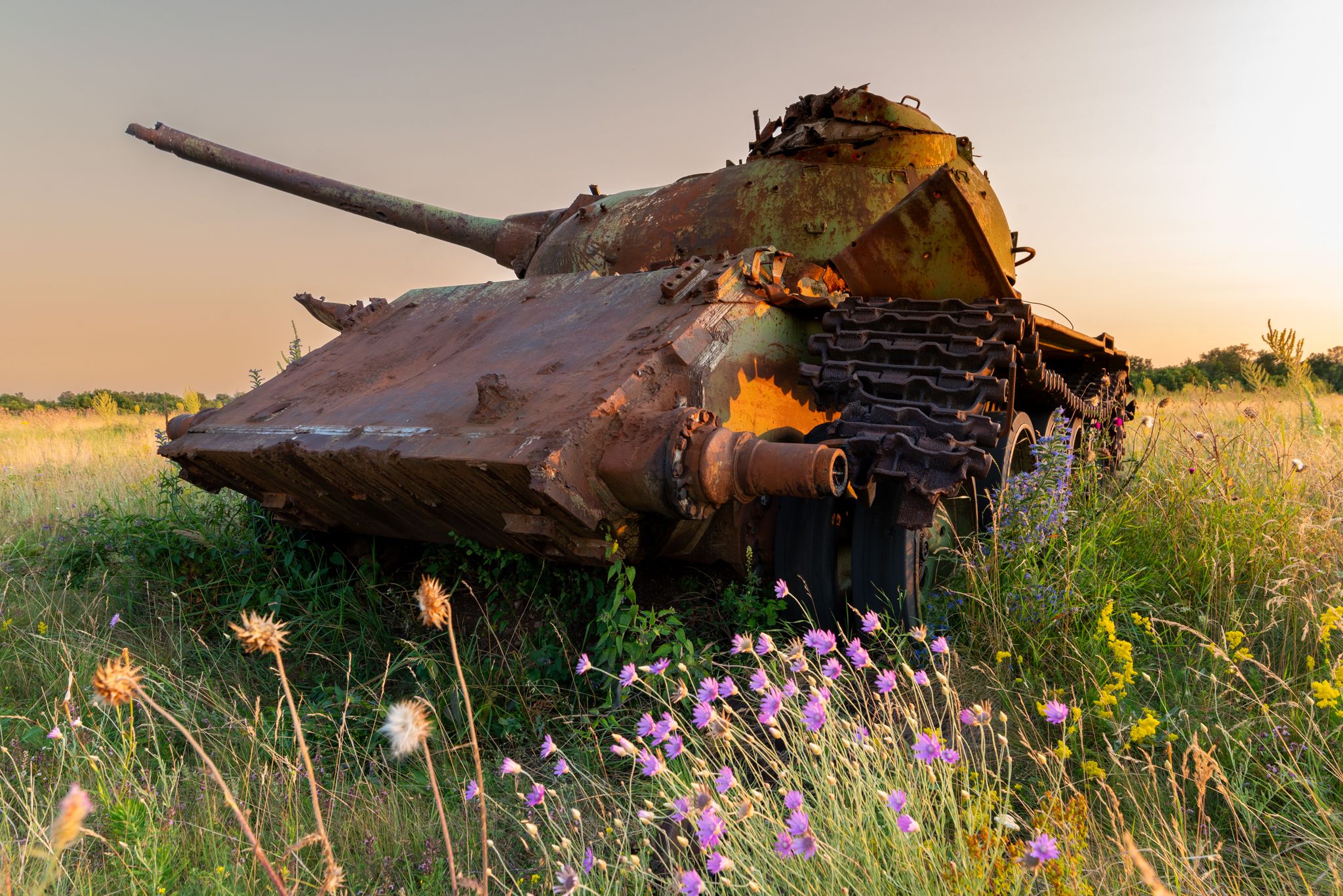 Battle tank in a military area., Hungary