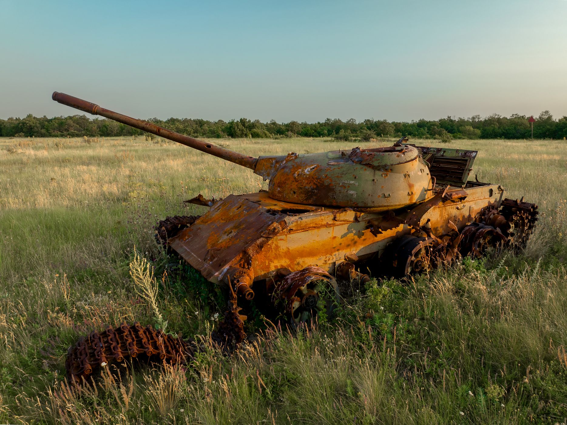 Battle tank in a military area., Hungary