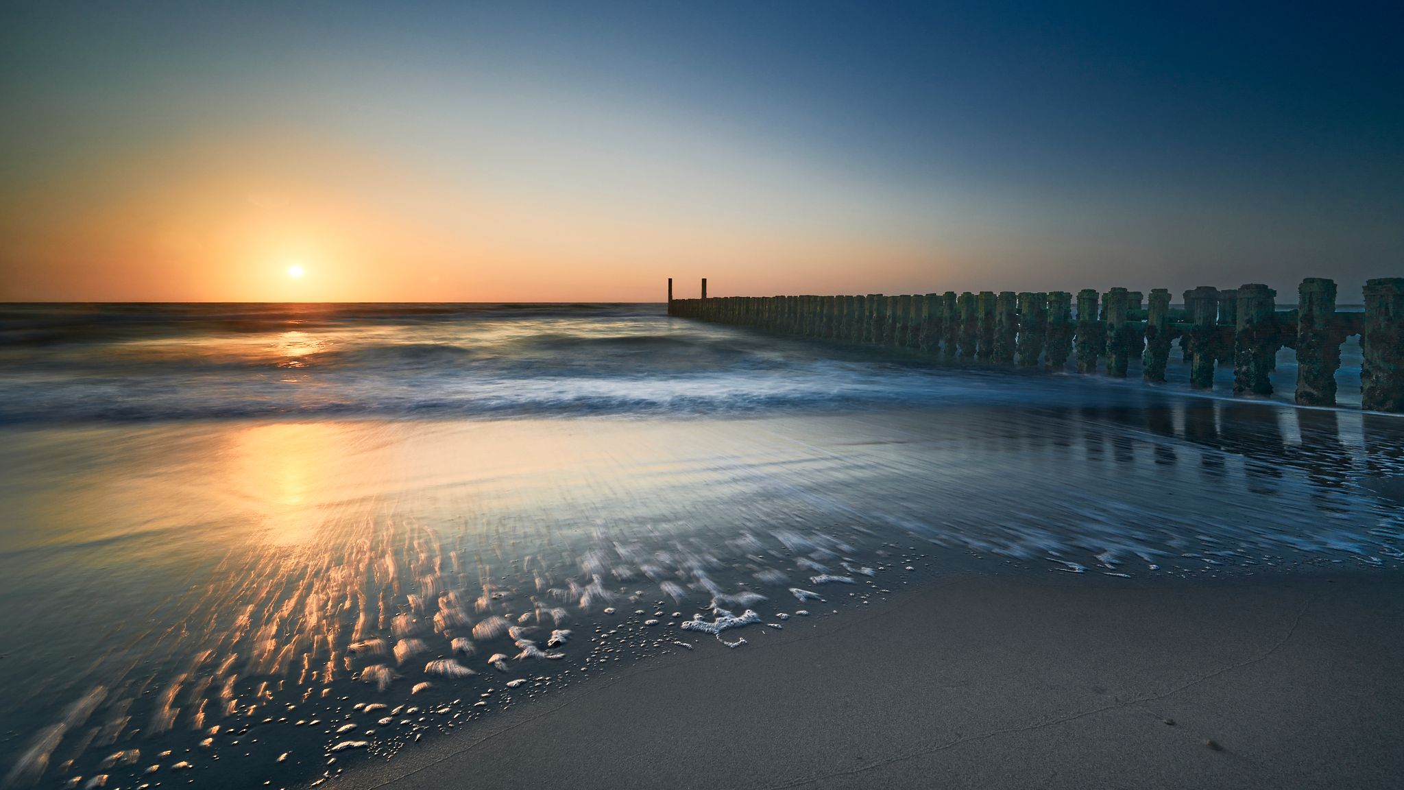 Breakwater at beach near Domburg, Netherlands