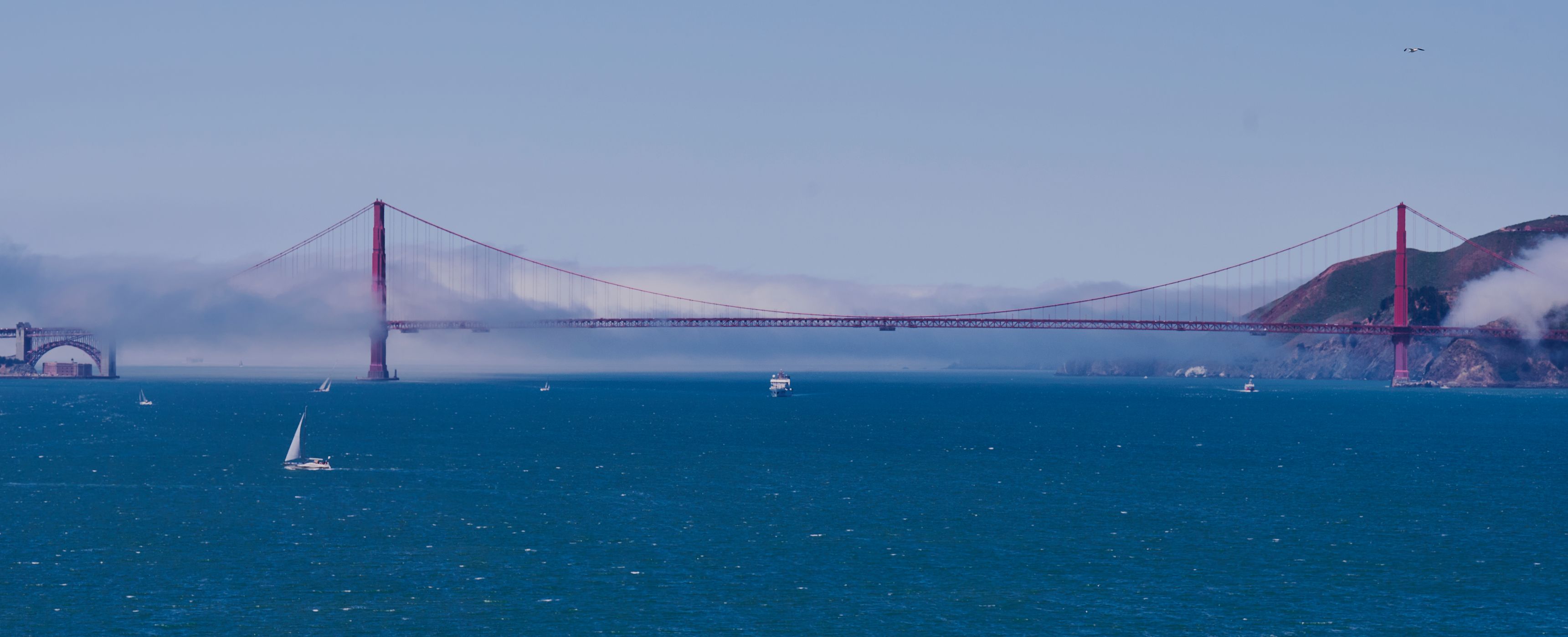 Golden Gate bridge from a boat, USA