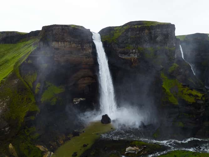 Háifoss waterfall [drone]