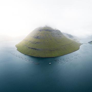 Kunoy from the air, Faroe islands, Faroe Islands