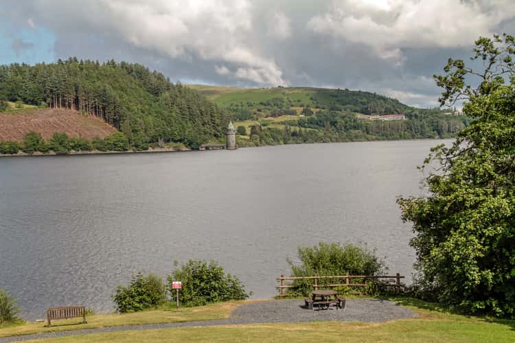 Lake Vyrnwy: looking across to the straining tower
