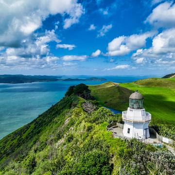 Looking East. Lighthouse, Manukau Heads, North Island, New Zealand
