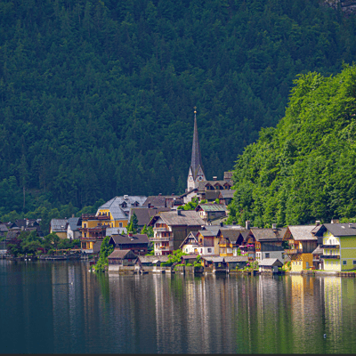 Distant view of Hallstatt, Austria