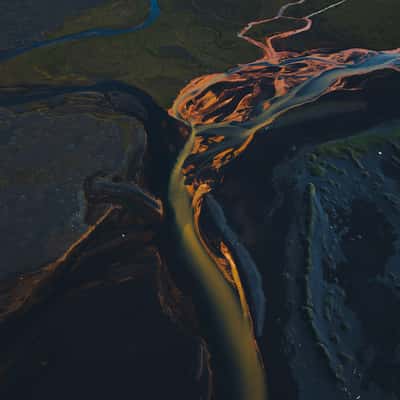 Orange river in the South of Iceland [drone], Iceland