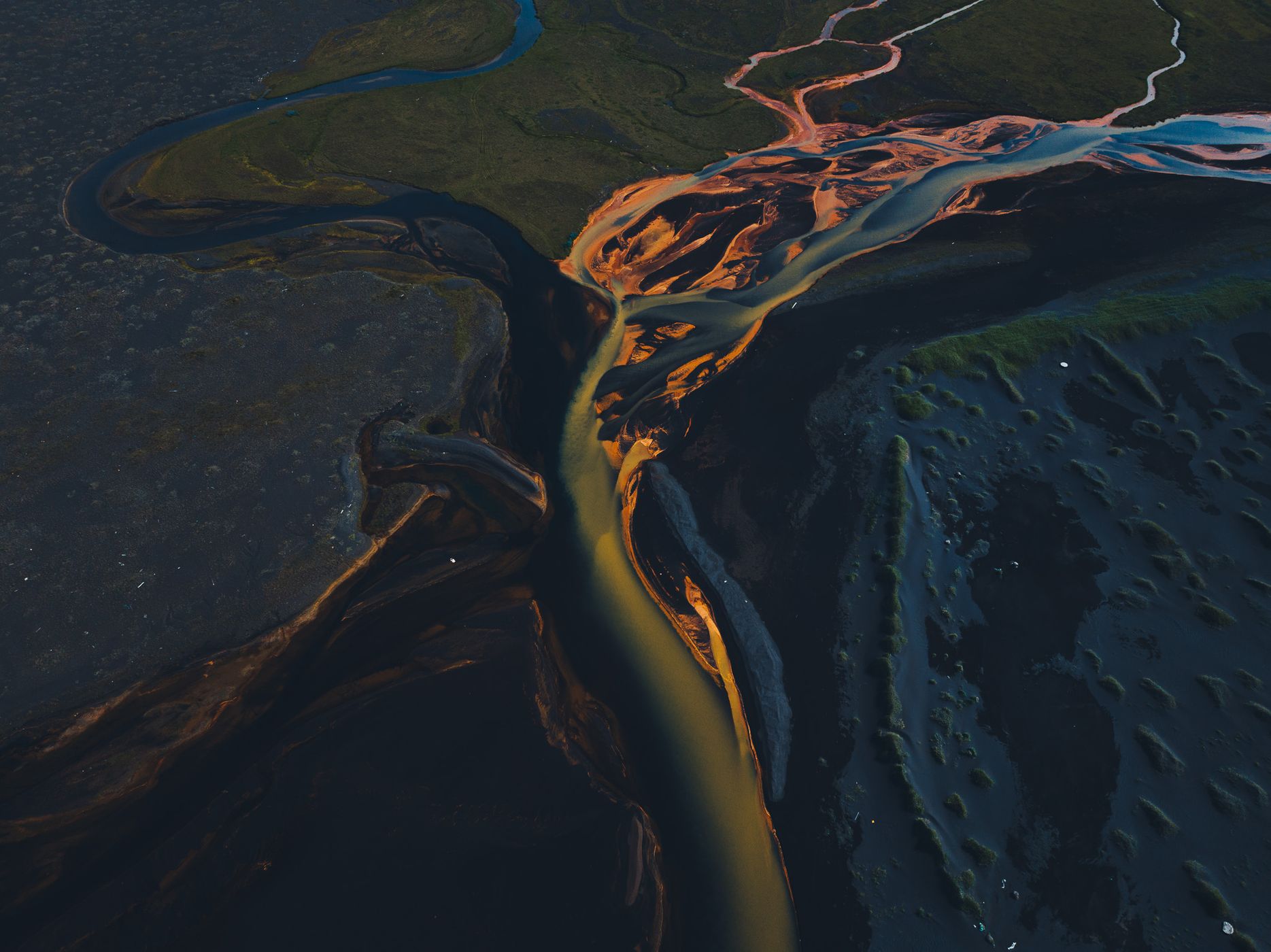 Orange river in the South of Iceland [drone], Iceland