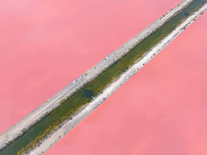 Pink lake near Aigues-Mortes