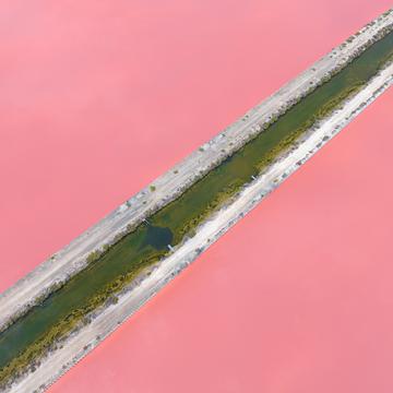 Pink lake near Aigues-Mortes, France