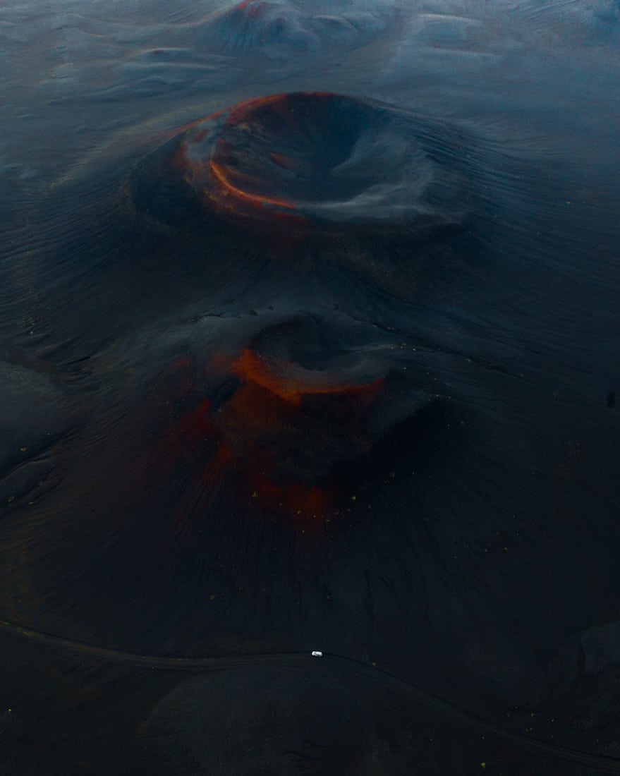 red and black craters, Iceland [drone], Iceland