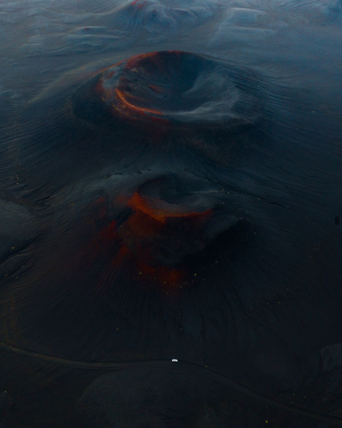 Red and black craters, Iceland