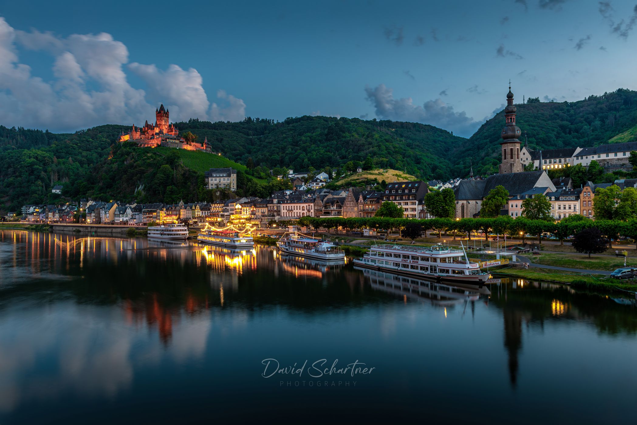 Reichsburg Cochem from Skagerak Bridge, Cochem, Germany