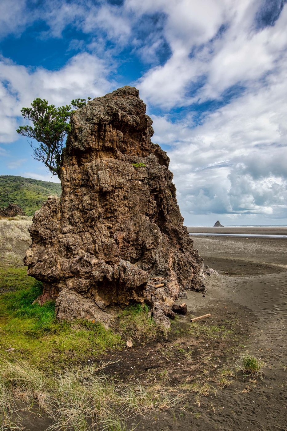 Rock formation Karekare Beach, North Island, New Zealand