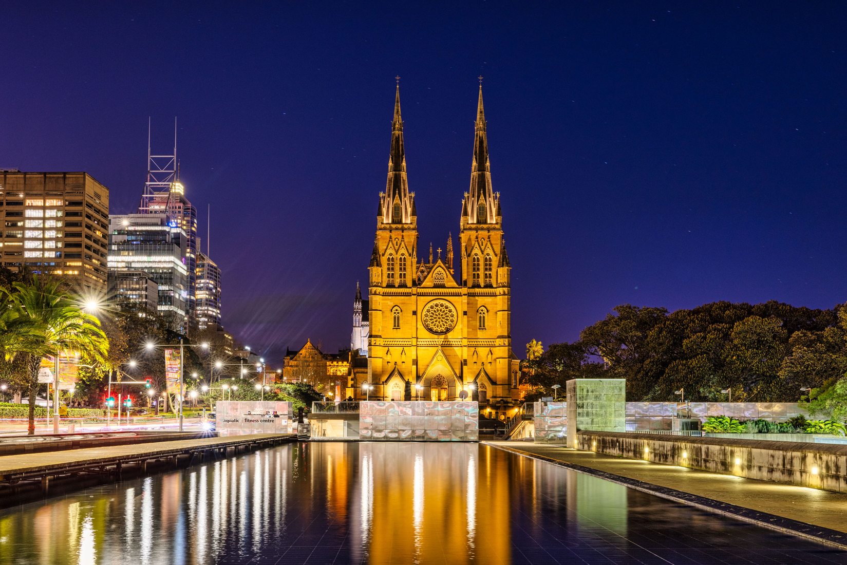 St. Mary's Cathedral from William St, Sydney, Australia