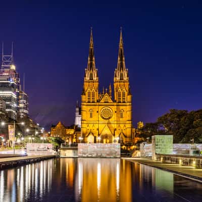 St. Mary's Cathedral from William St, Sydney, Australia