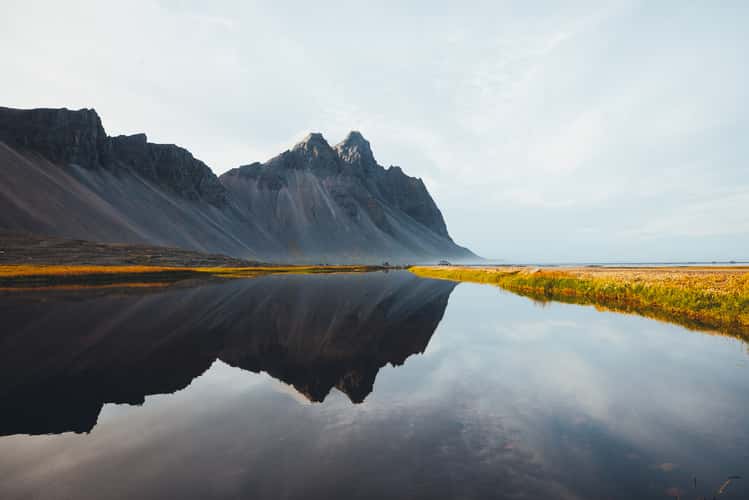 Stokksness reflection pool, Iceland