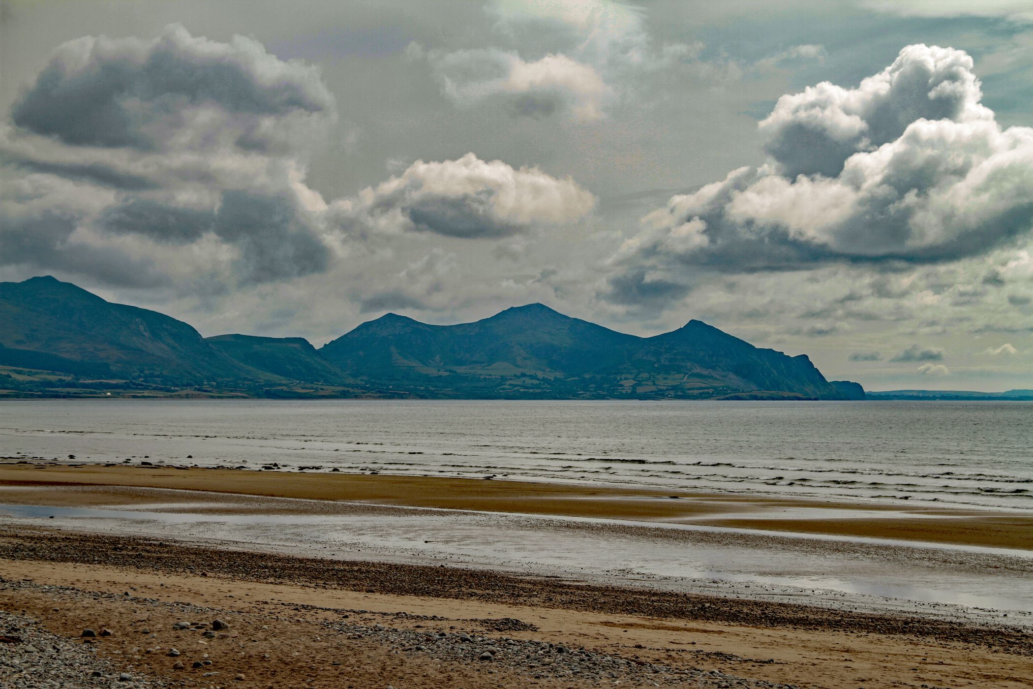 The Llyn hills from Dinas Dinlle beach, United Kingdom